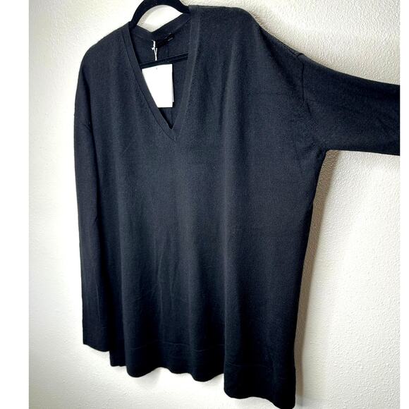 NWT The Row Black Amherst V-Neck Long Sleeve Cashmere Blend Sweater XL - Picture 8 of 16